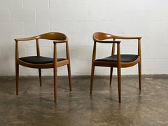 Pair of Oak Round Chairs by Hans Wegner