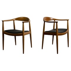 Pair of Oak Round Chairs by Hans Wegner