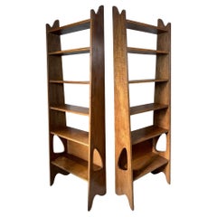 Coppia di mensole in Oak nello stile di Pierre Cruege, anni '50