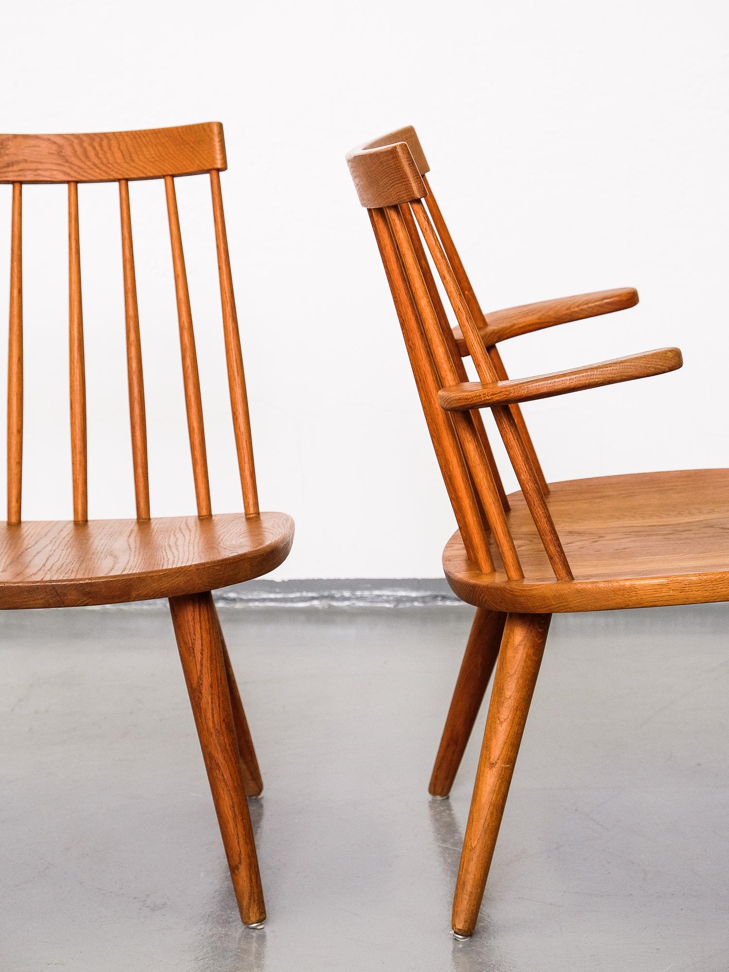 Pair of Oak 'Sibbo' Easy Chairs by Yngve Ekström for Stolab, Sweden, 1950s In Good Condition In Helsinki, FI