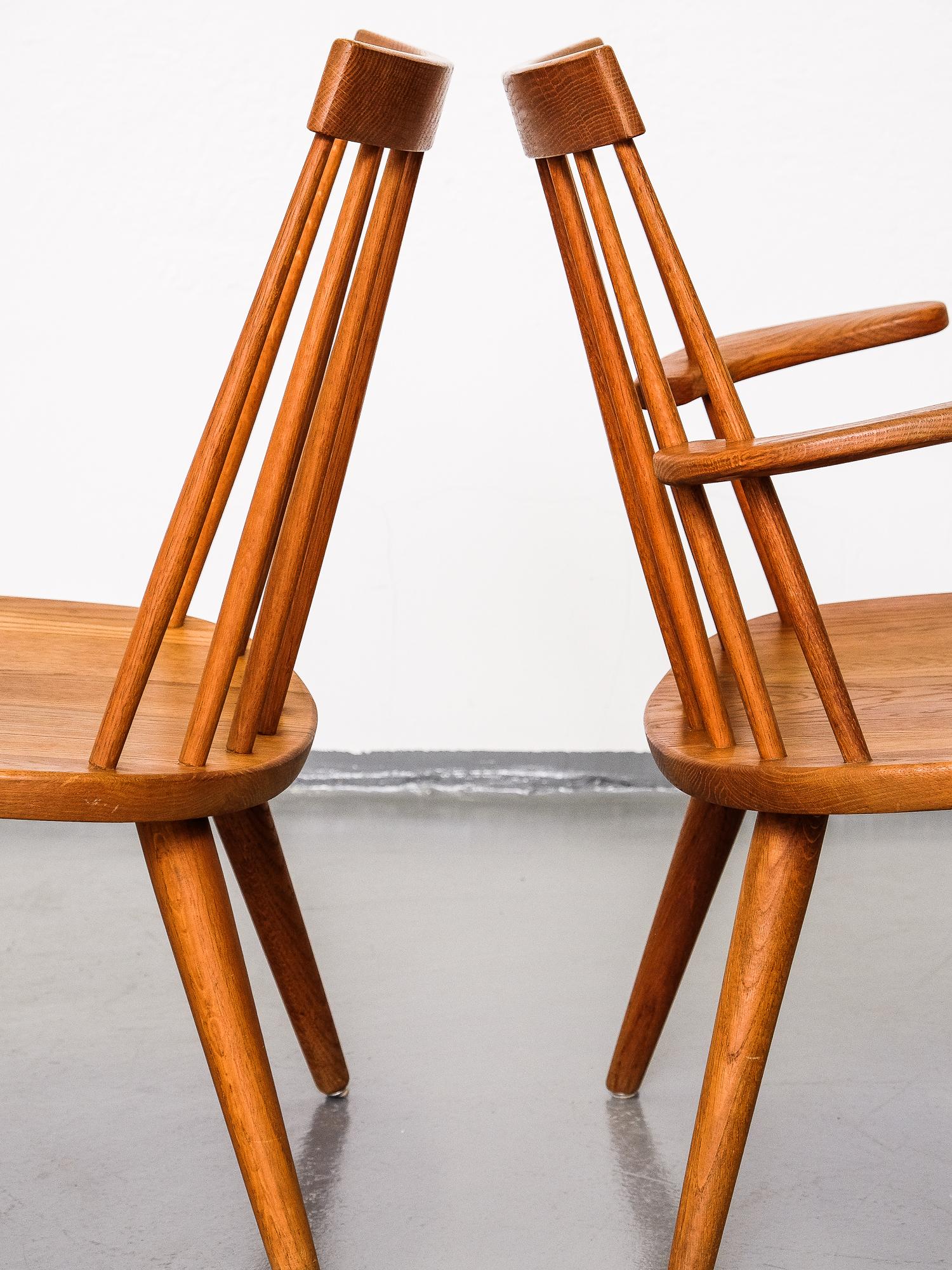 Pair of Oak 'Sibbo' Easy Chairs by Yngve Ekström for Stolab, Sweden, 1950s 1