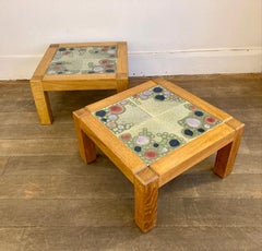 Pair of Oak Side Tables by Guillerme et Chambron