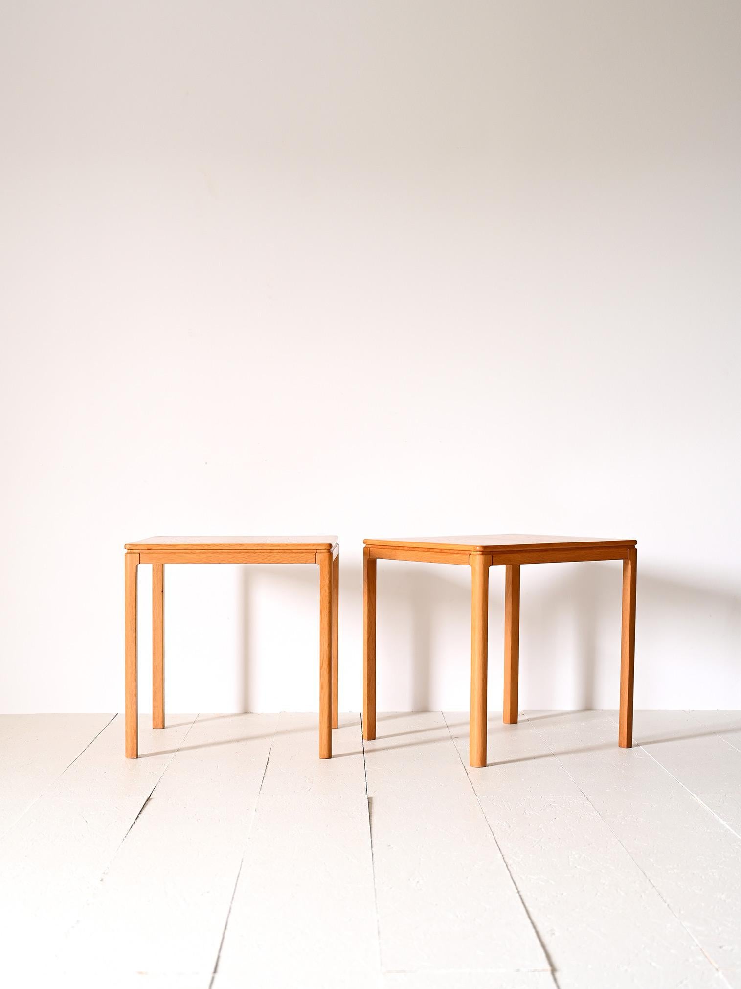 Scandinavian Modern Pair of oak side tables