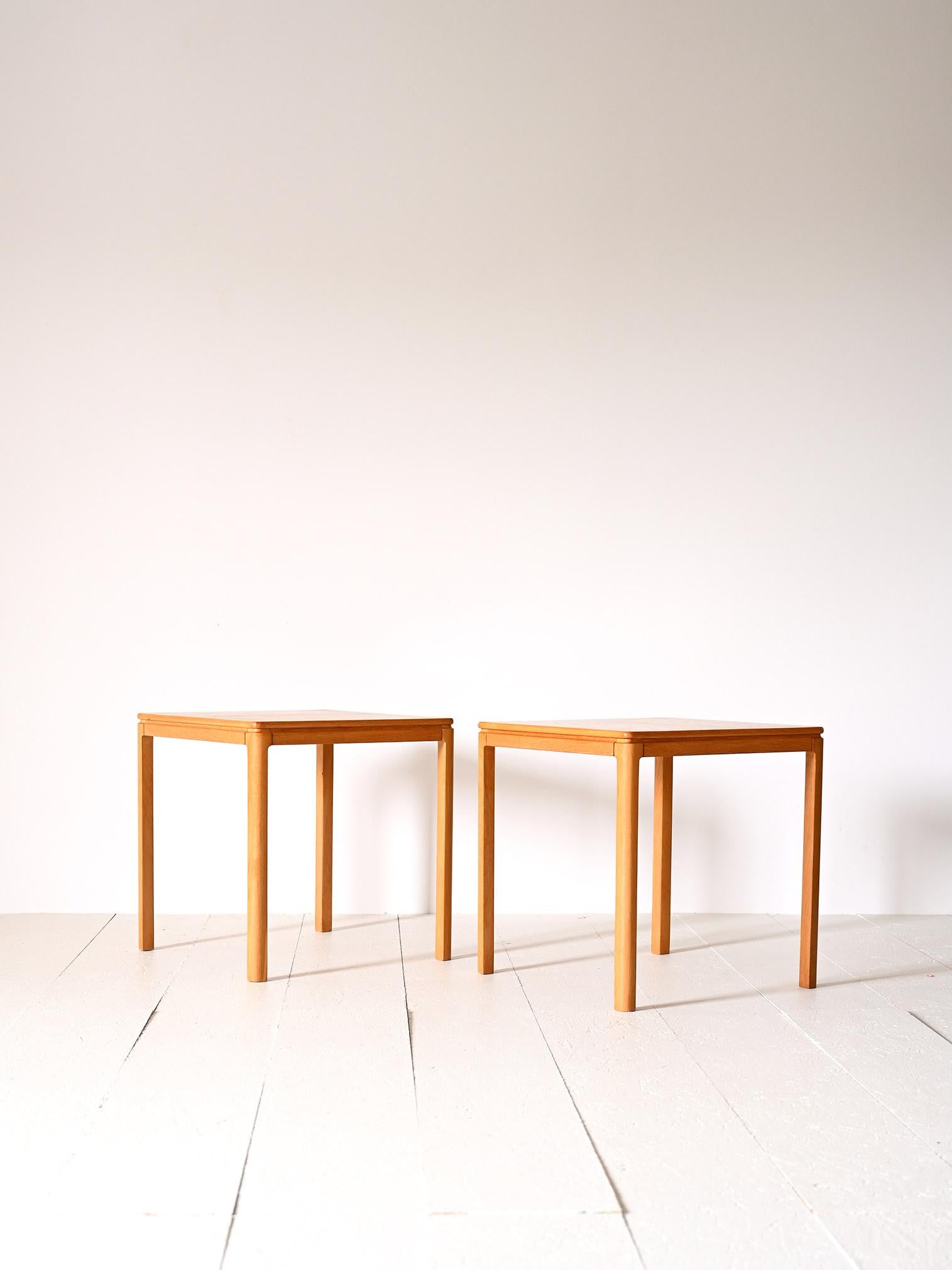 Scandinavian Pair of oak side tables