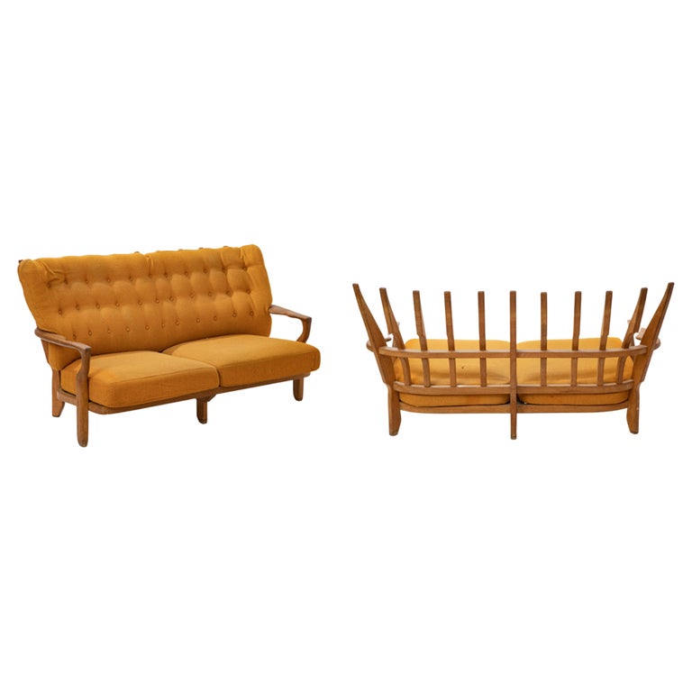 Pair of Oak Sofa by Guillerme et Chambron, France 1960 For Sale at 1stDibs