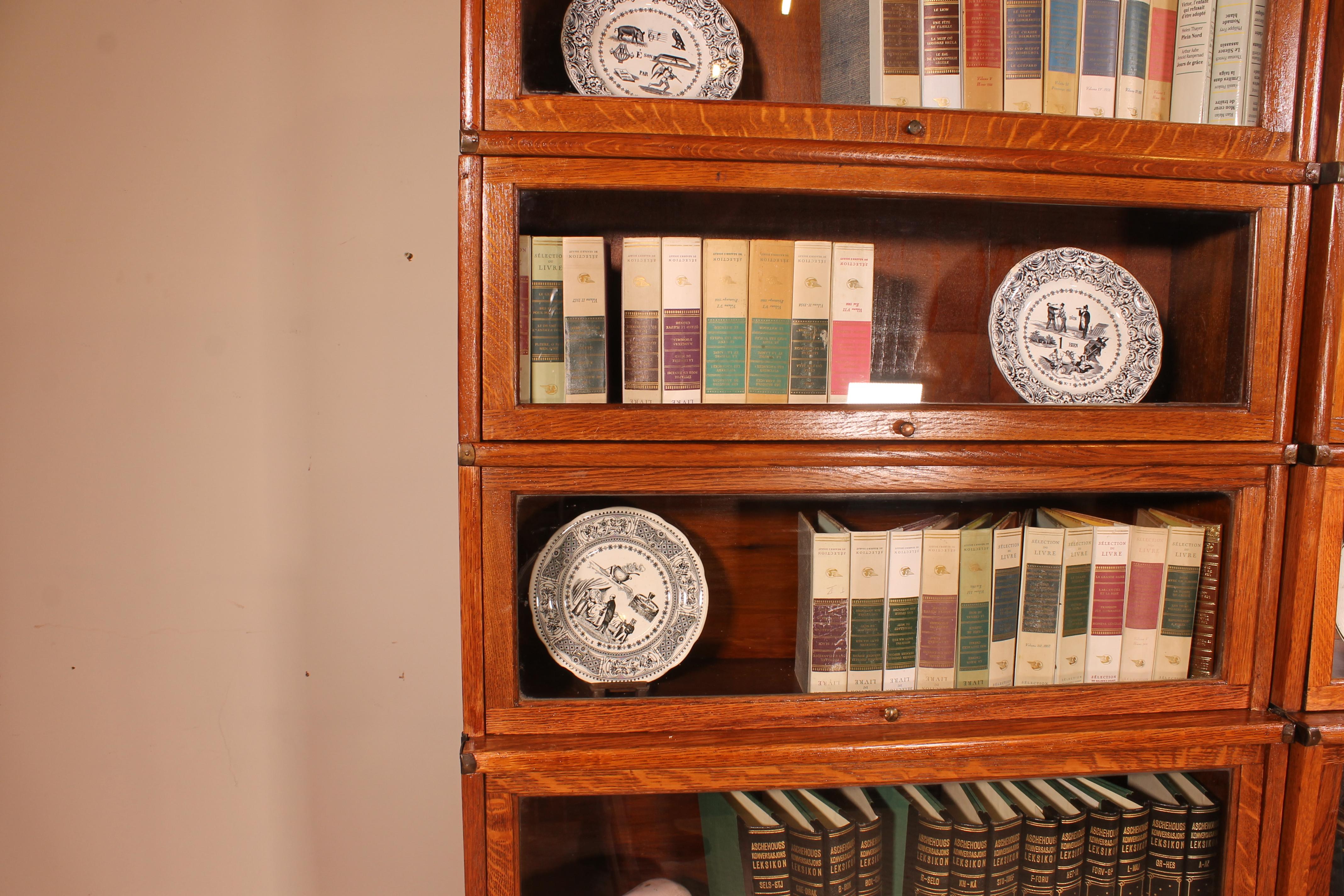 Edwardian Pair of Oak Stacking Bookcases in Oak-5 Elements-Globe Wernicke