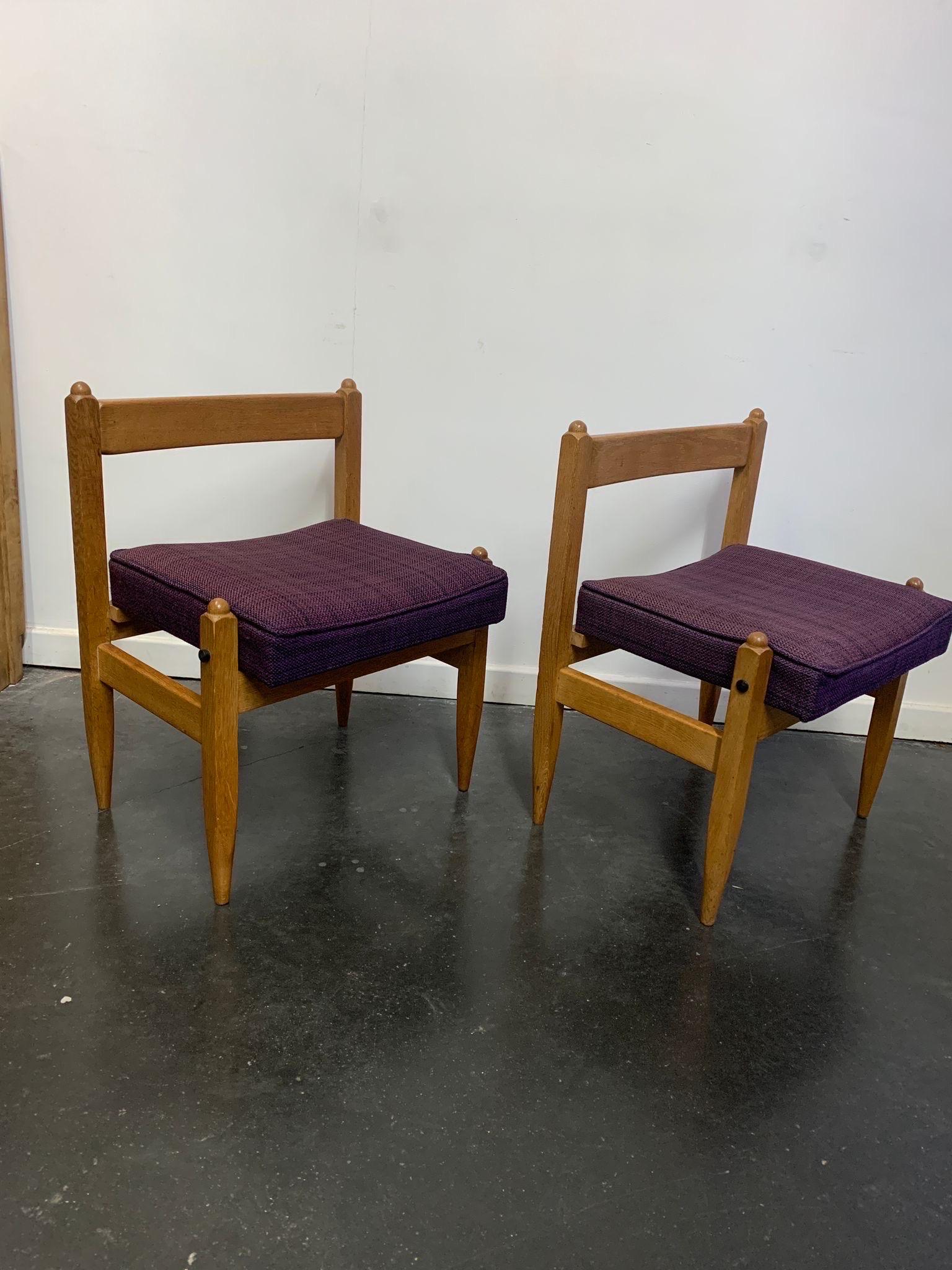 Modern Pair of oak stool Guillerme et Chambron For Sale