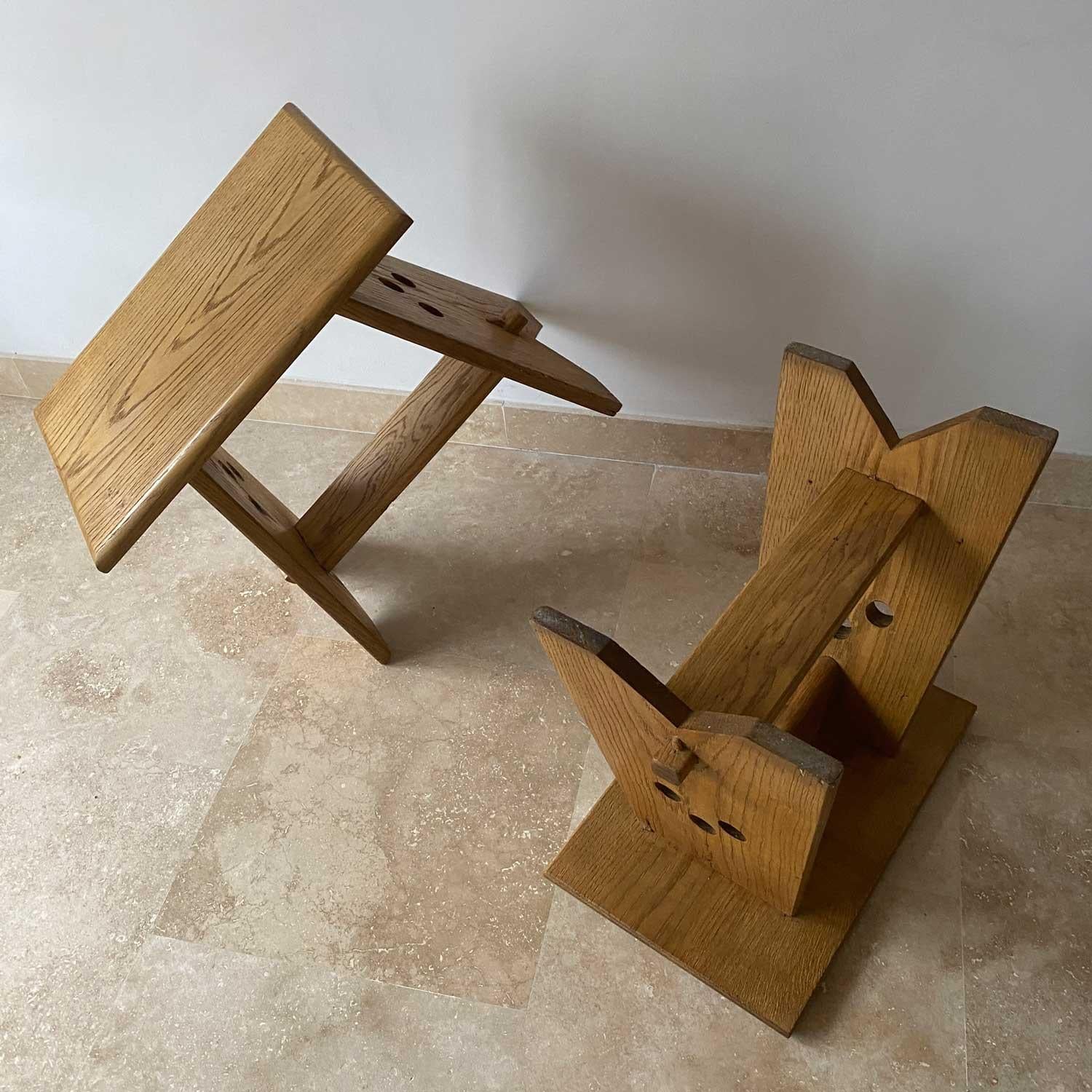 Mid-Century Modern Pair of oak stools  by the architect Christian Durupt For Sale
