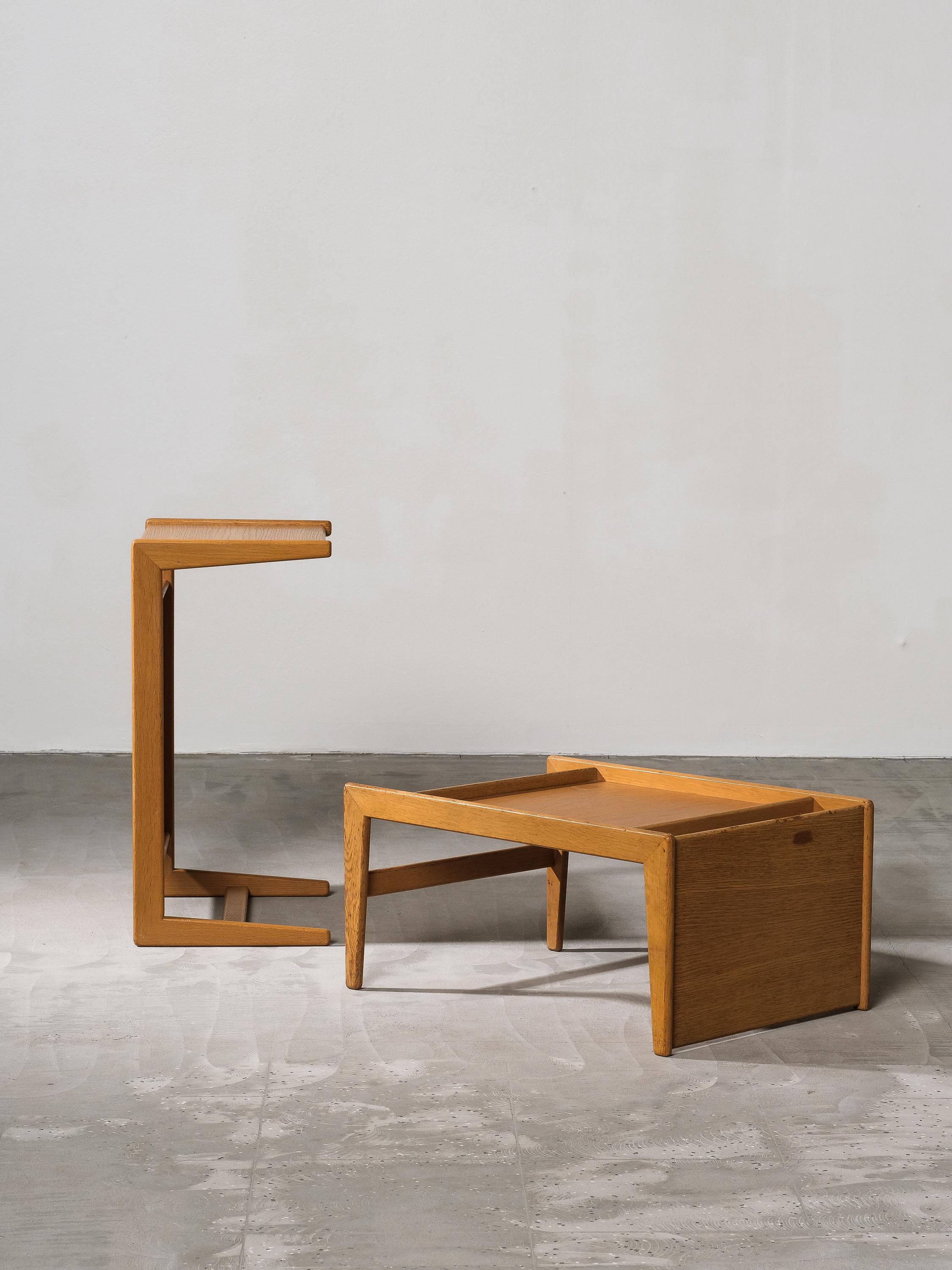 Pair of Oak Triva Side Tables by Yngvar Sandström for Nordiska Kompaniet, 1960s For Sale 1