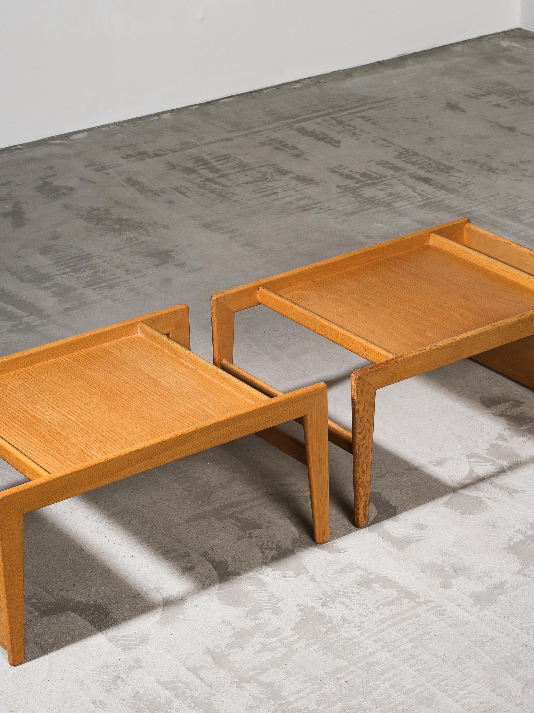 Pair of Oak Triva Side Tables by Yngvar Sandström for Nordiska Kompaniet, 1960s For Sale 3