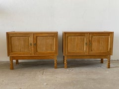 Pair of Oak Two-Door Cabinets in the Manner of Henning Kjærnulf, Denmark, 1960s