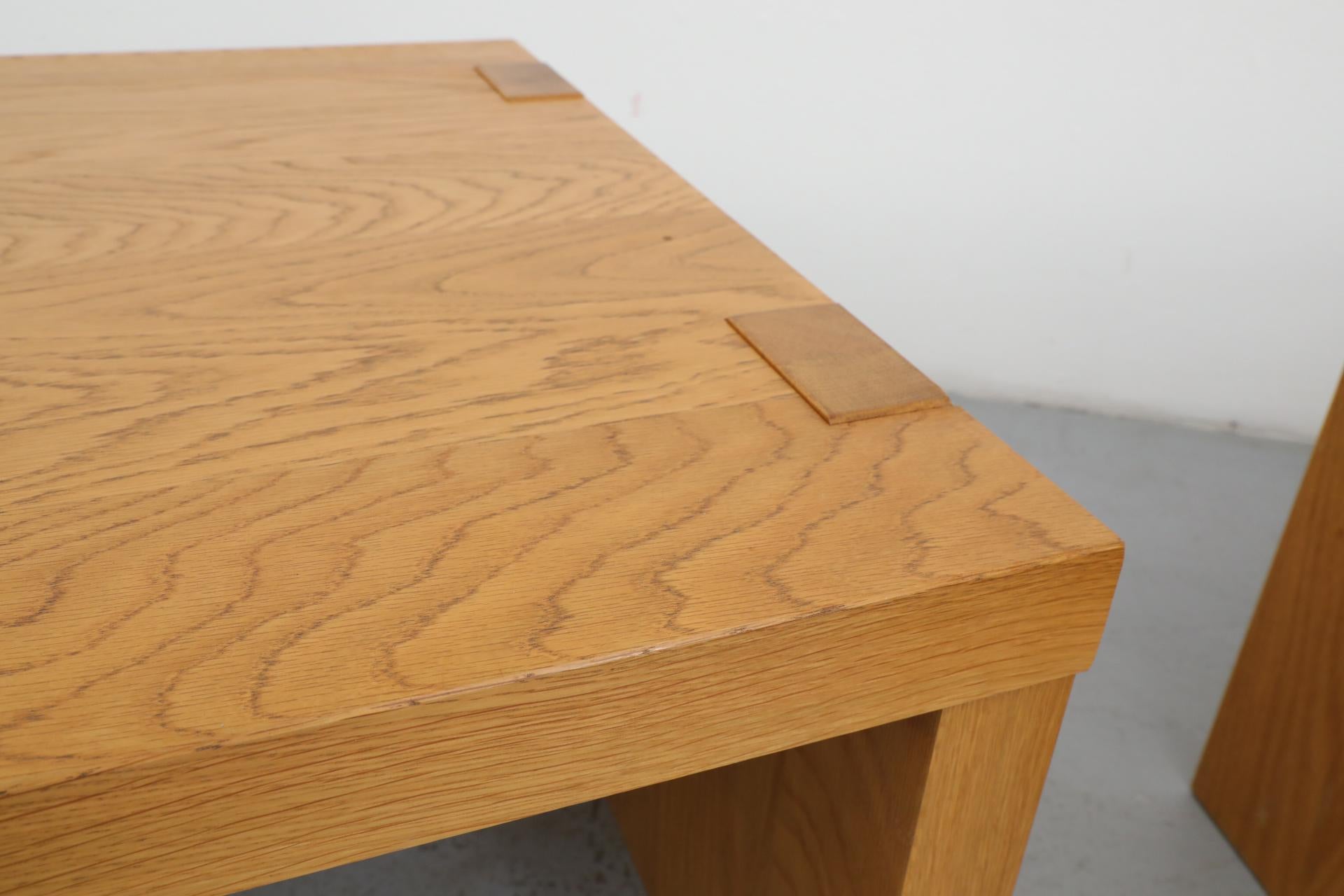 Pair of Oak Veneer Waterfall Side Tables by Mintjens Belgische Meubelmakers 4