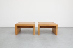 Pair of Oak Veneer Waterfall Side Tables by Mintjens Belgische Meubelmakers