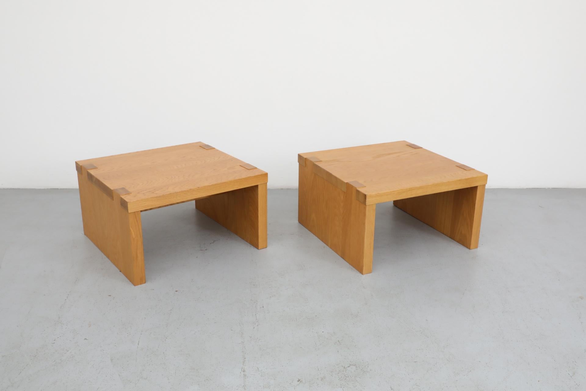 Pair of Oak Veneer Waterfall Side Tables by Mintjens Belgische Meubelmakers 1