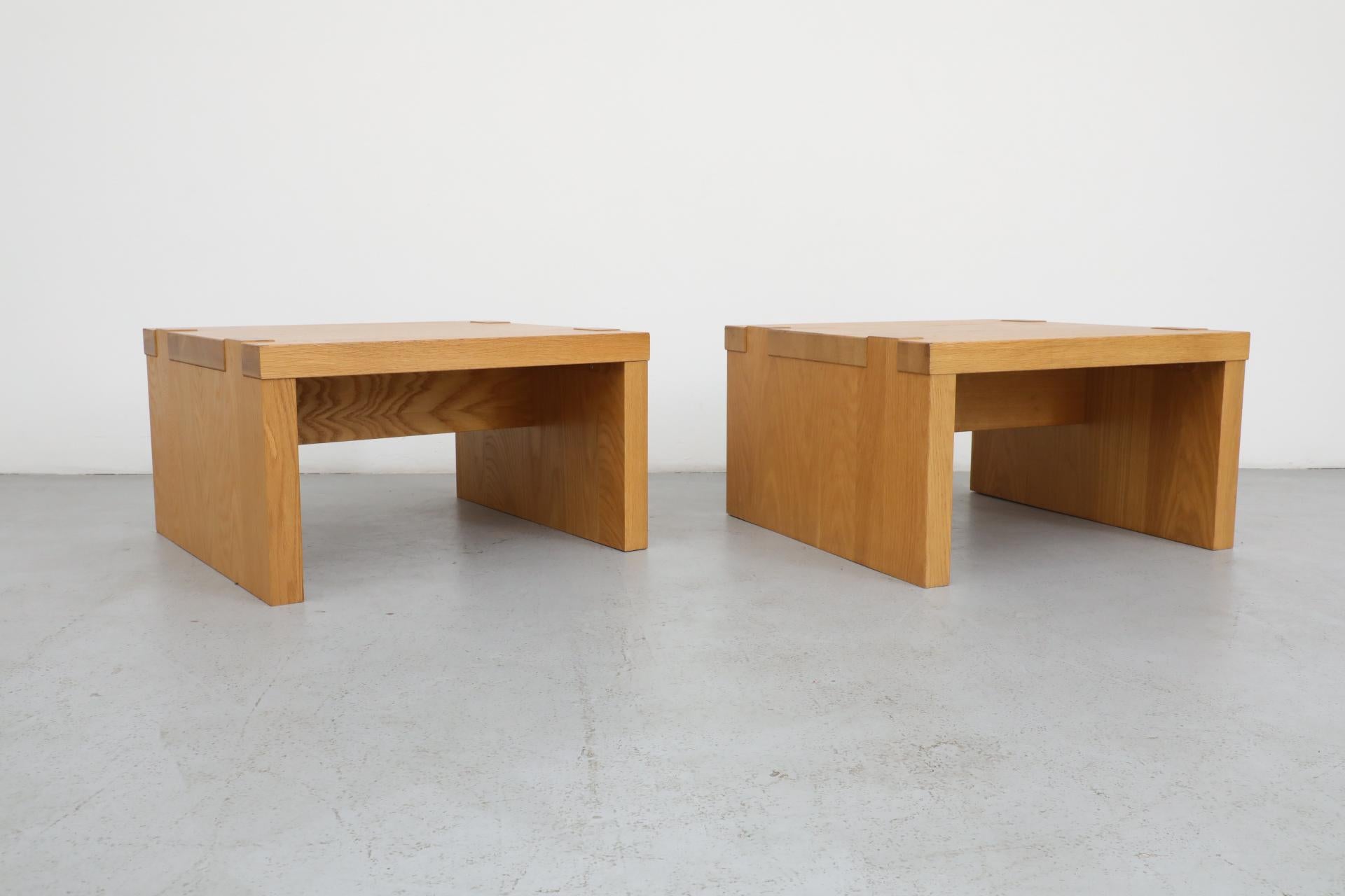 Pair of Oak Veneer Waterfall Side Tables by Mintjens Belgische Meubelmakers 2