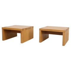 Pair of Oak Veneer Waterfall Side Tables by Mintjens Belgische Meubelmakers