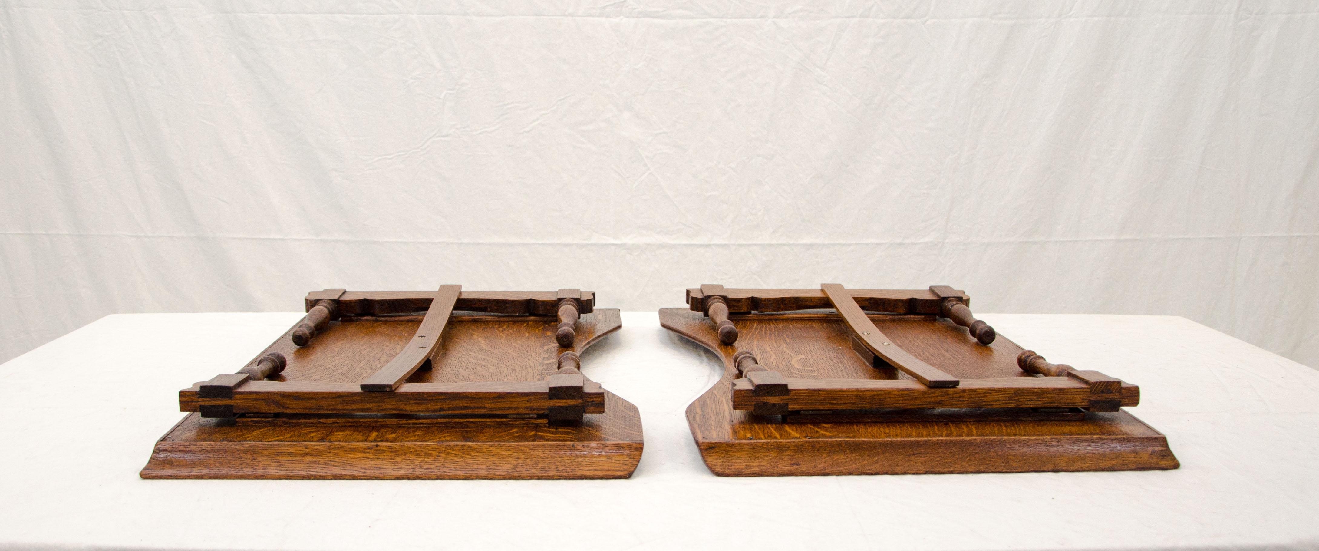 Pair of Oak Victorian Collapsible Bed Trays or Lap Desks, Turn of the Century 2