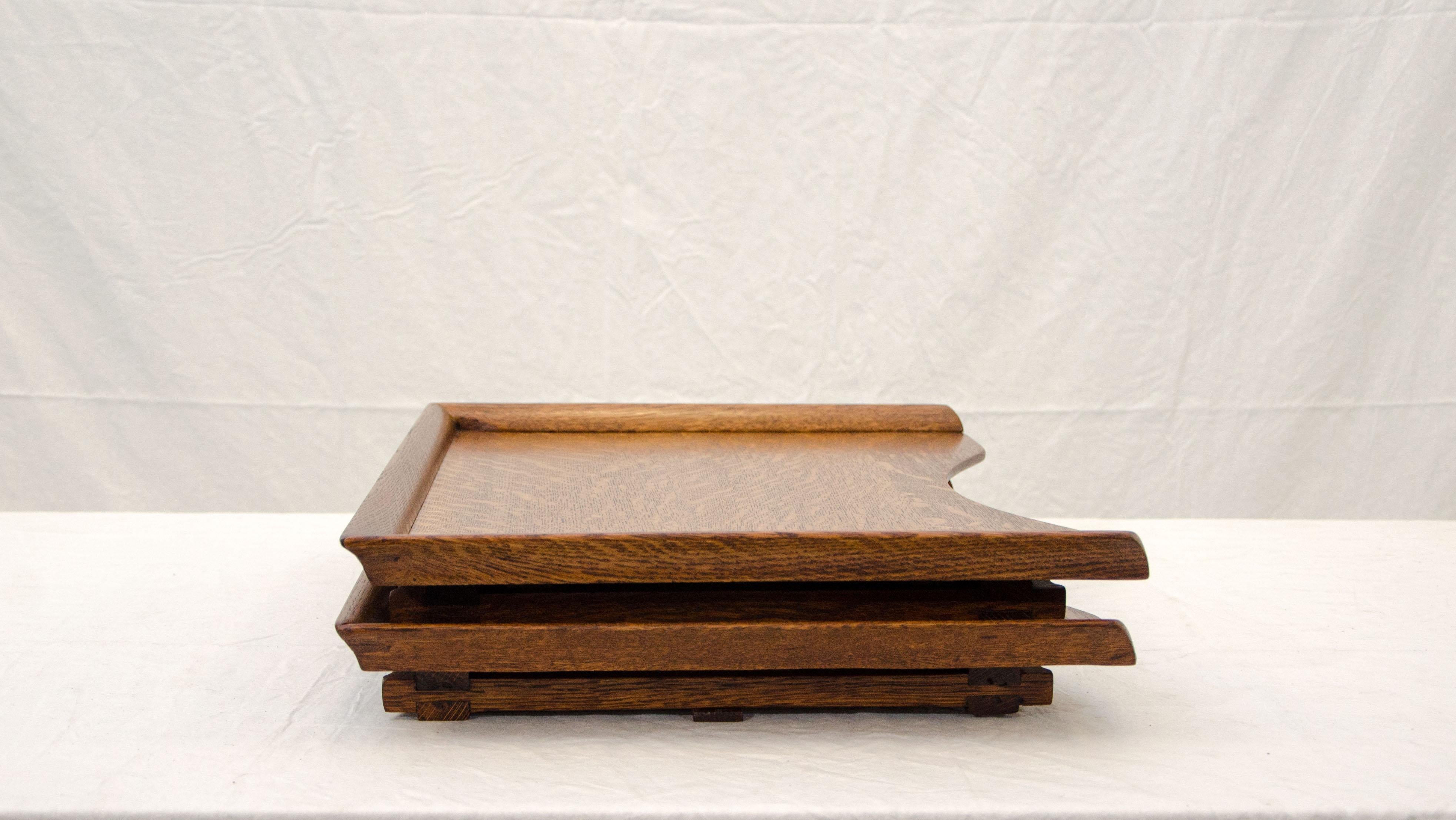 Pair of Oak Victorian Collapsible Bed Trays or Lap Desks, Turn of the Century 4