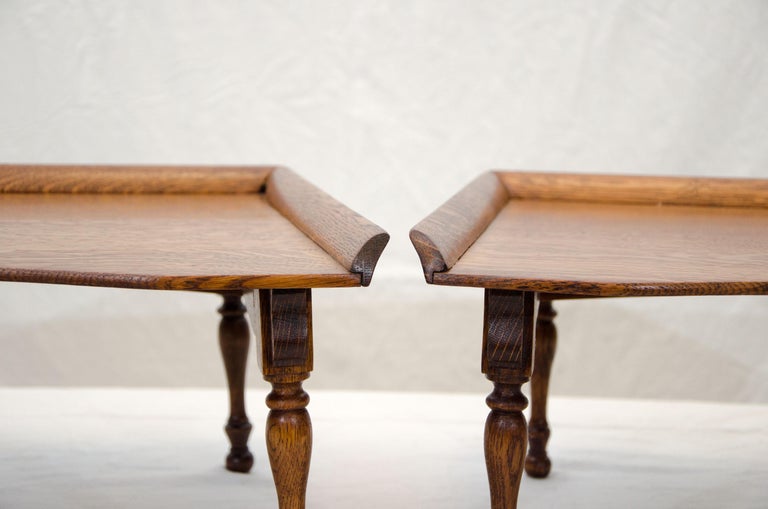 Pair Of Oak Victorian Collapsible Bed Trays Or Lap Desks Turn The Century