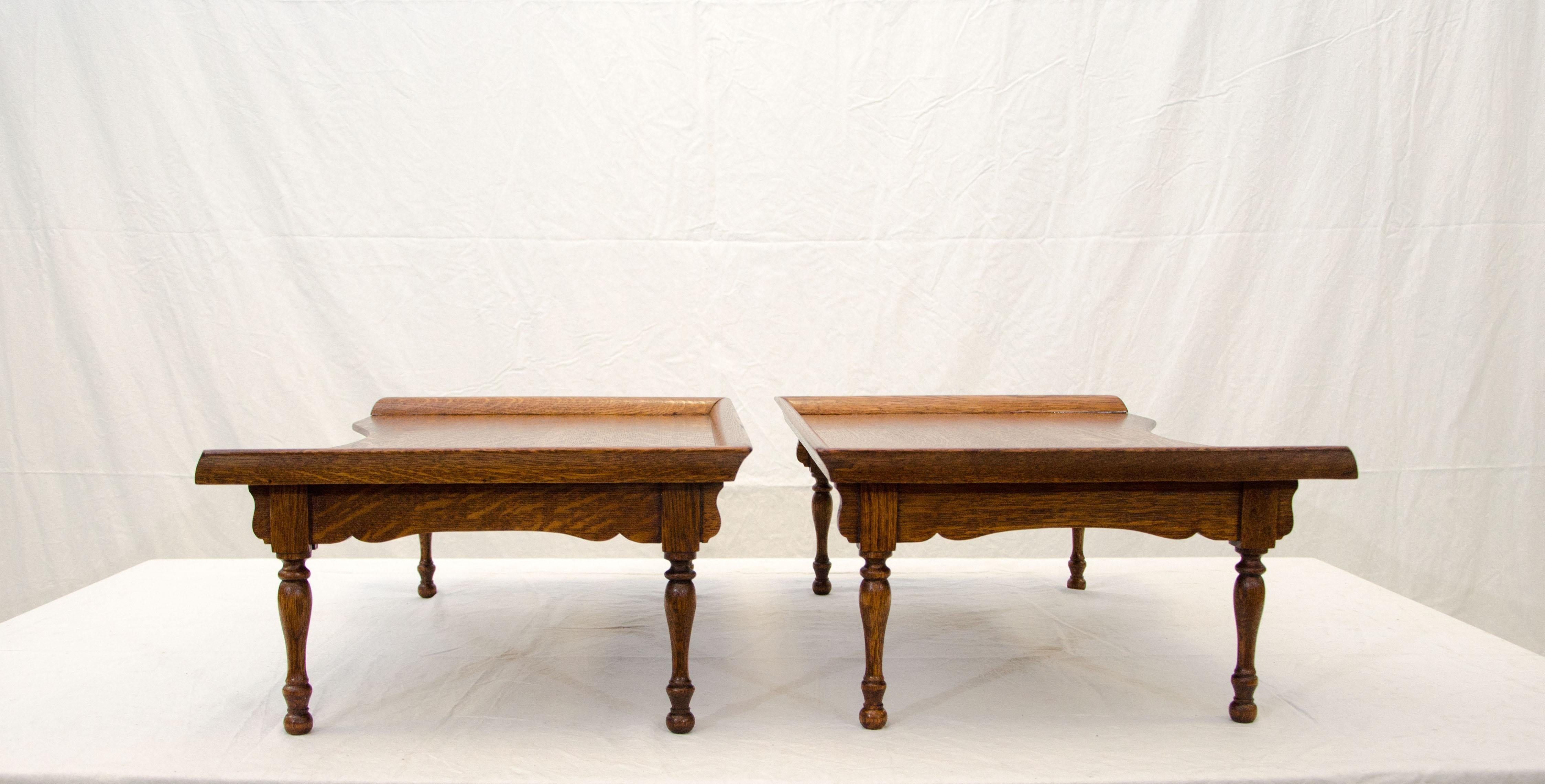 American Pair of Oak Victorian Collapsible Bed Trays or Lap Desks, Turn of the Century