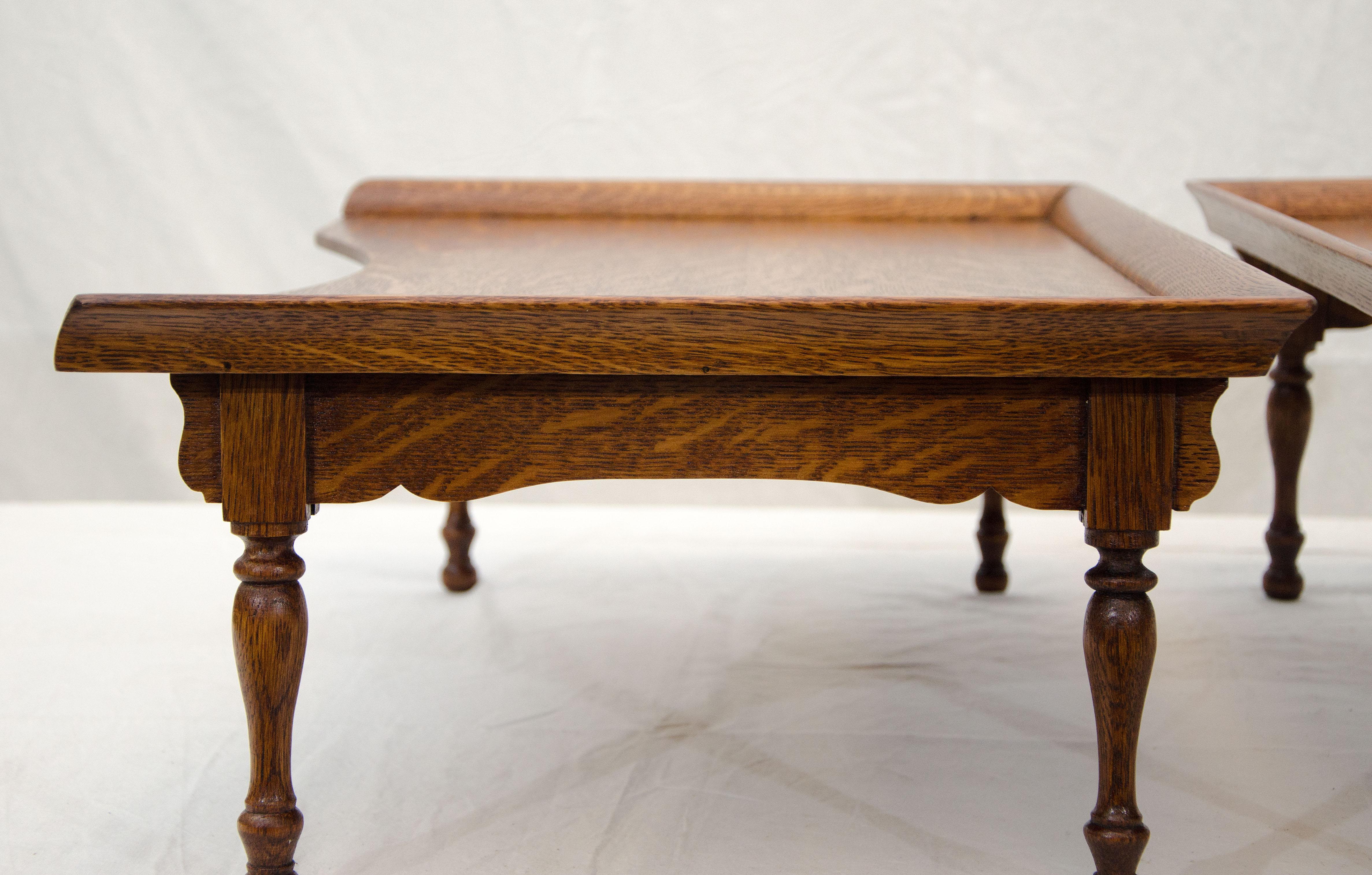 Pair of Oak Victorian Collapsible Bed Trays or Lap Desks, Turn of the Century In Good Condition In Crockett, CA