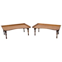Pair of Oak Victorian Collapsible Bed Trays or Lap Desks, Turn of the Century