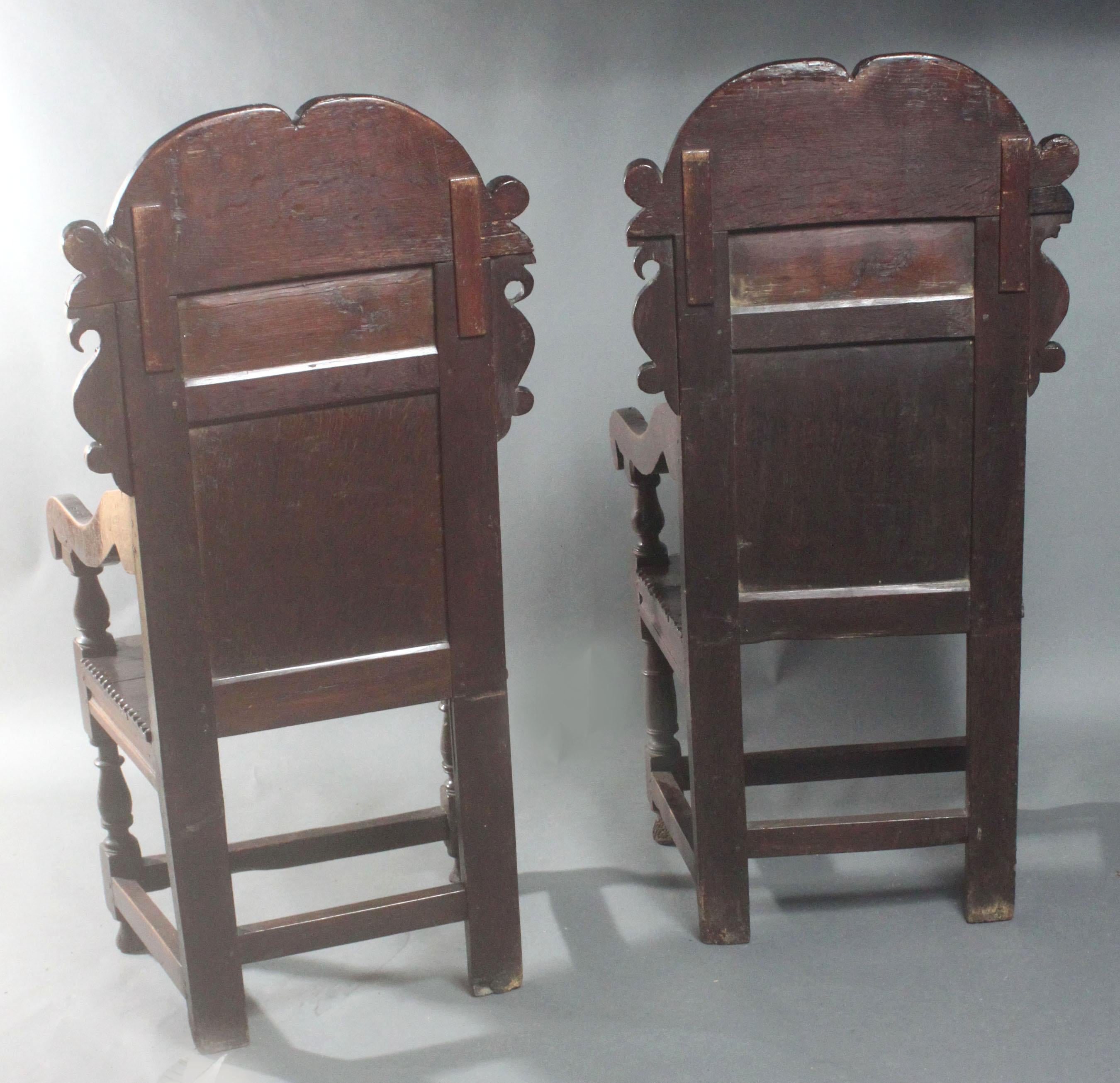 Pair of Oak Wainscot Chairs For Sale 2