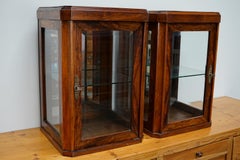 Pair of Oak Walnut Veneered Shop Display Cabinet, circa 1920s