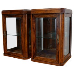 Pair of Oak Walnut Veneered Shop Display Cabinet, circa 1920s