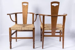 Pair of Oak Wood Armchairs, Attributed to George Walton, Scotland, circa 1890