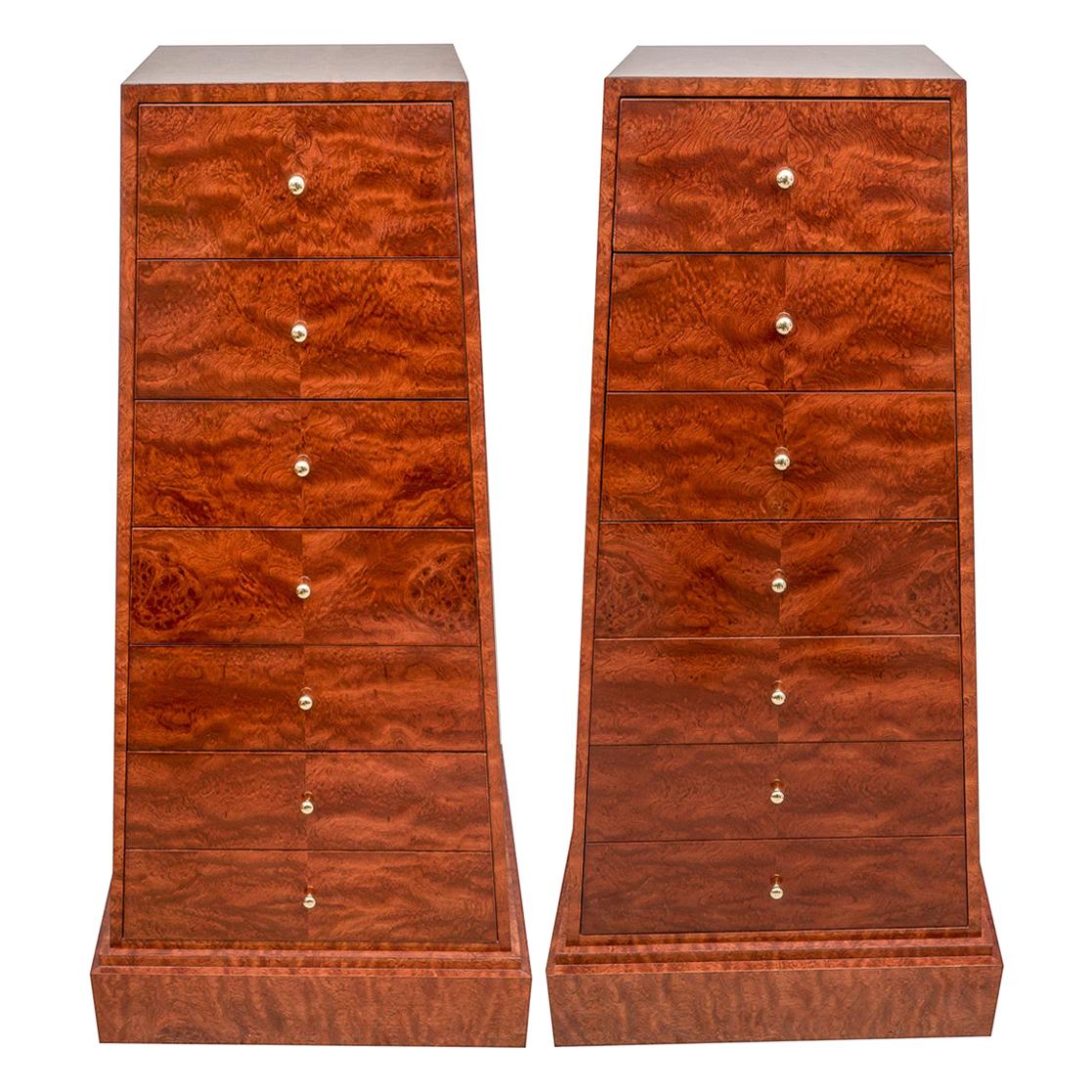 Pair of Obelisk Form Semainier Cabinets