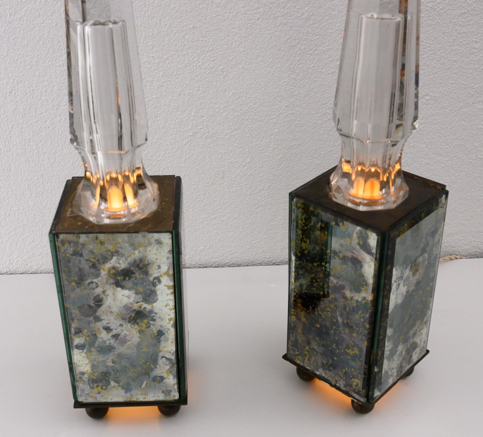 Pair of Obelisk Lamps in the Style of Serge Roche, France circa 1940 4