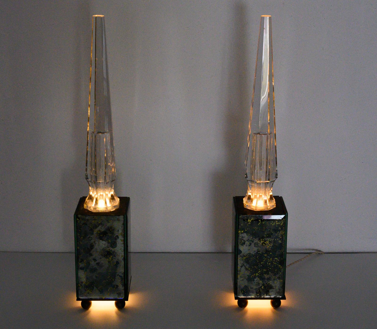 Pair of Obelisk Lamps in the Style of Serge Roche, France circa 1940 In Good Condition In Henley-on Thames, Oxfordshire