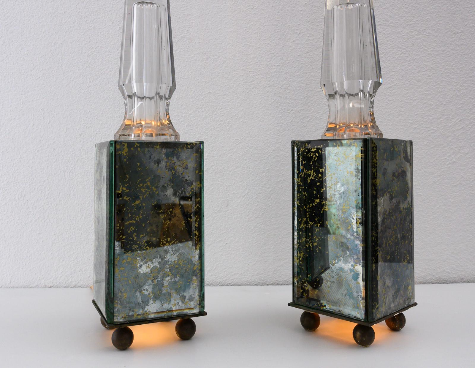 Pair of Obelisk Lamps in the Style of Serge Roche, France circa 1940 1