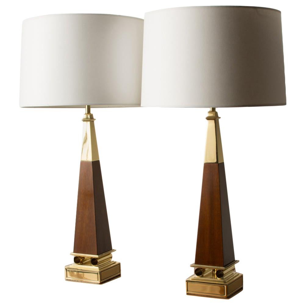 Pair of Obelisk Shaped Lamps Designed by Tommy Parzinger, circa 1960