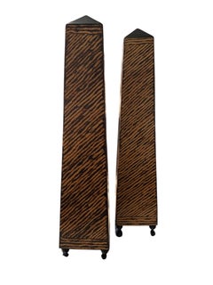 Pair of obelisks in zebra wood