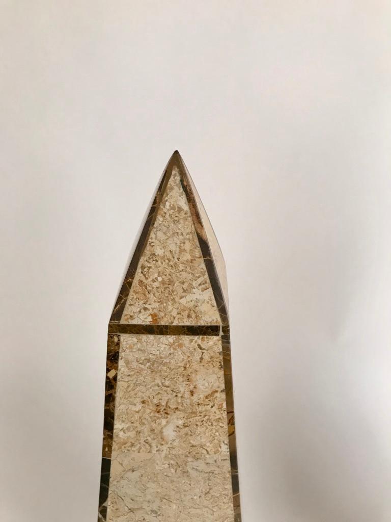 Pair of Maitland Smith Style Obelisks with Travertine and Marble Veneer For Sale 6