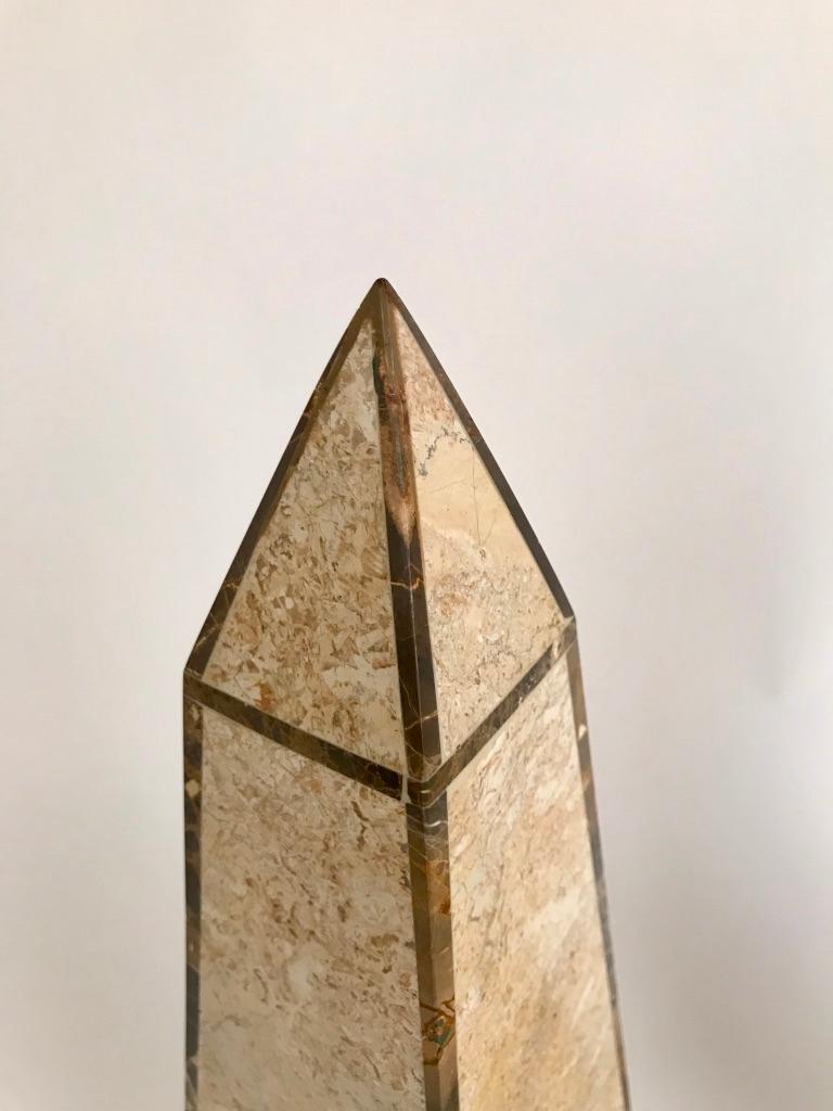 Pair of Maitland Smith Style Obelisks with Travertine and Marble Veneer For Sale 10