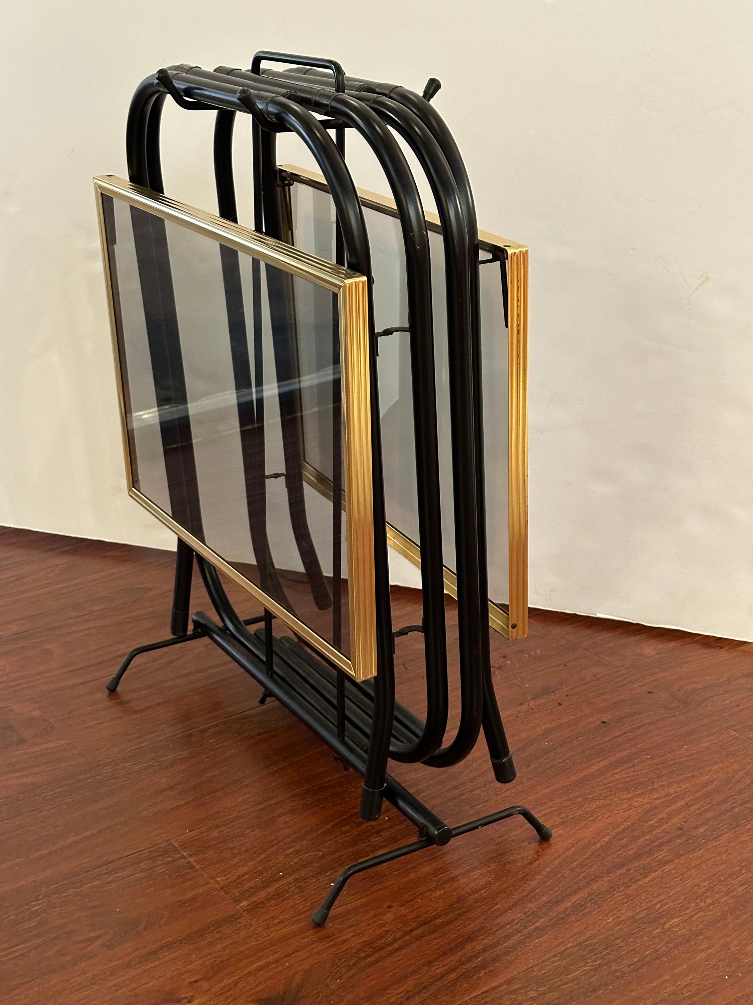 American Pair of Occasional Folding Tables with their Black  Iron Support