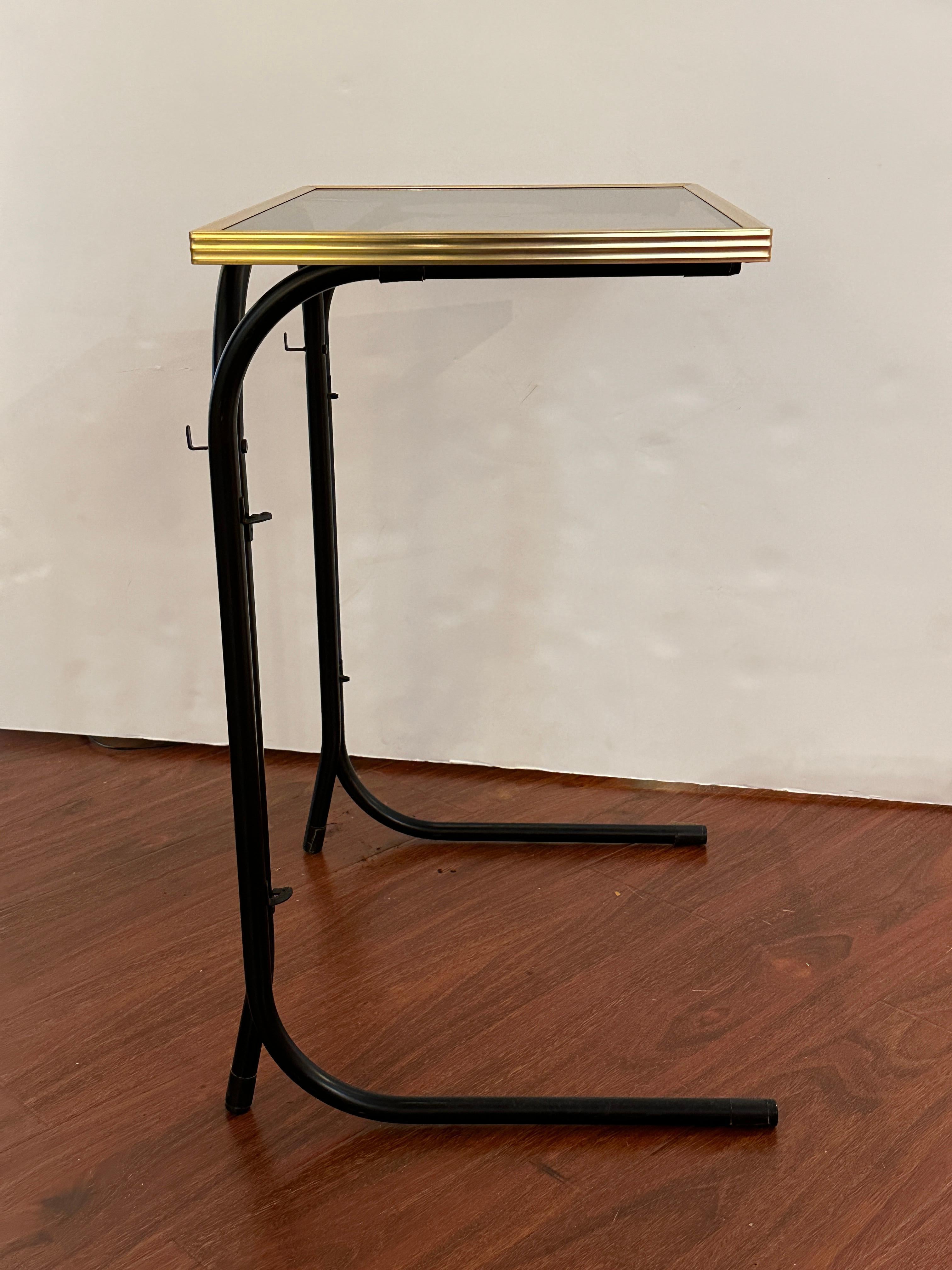 20th Century Pair of Occasional Folding Tables with their Black  Iron Support