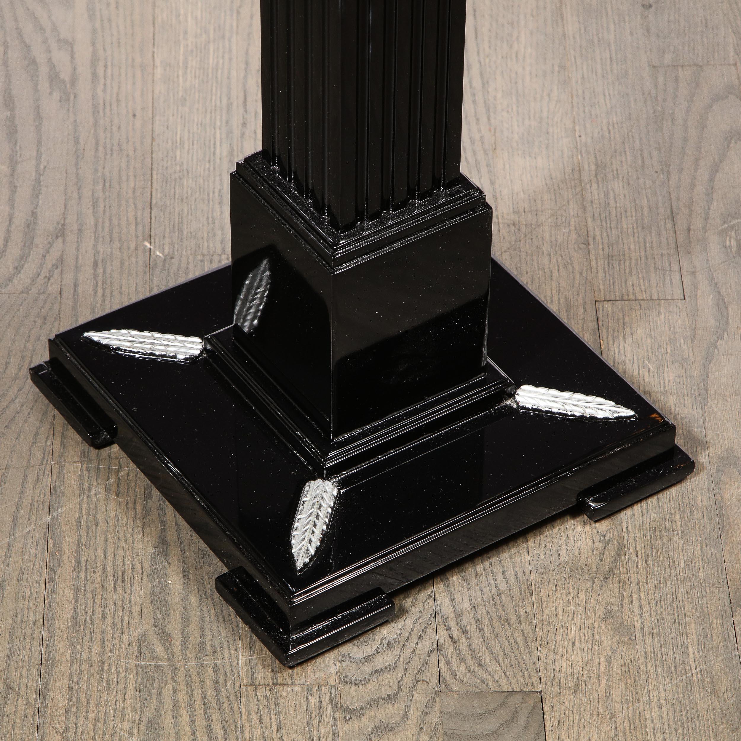 Pair of Occasional Tables in Black Lacquer with Pedestal Bases by Grosfeld House For Sale 3