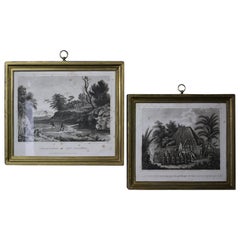 Pair of Oceania and Pacific Island Engravings in Gilt Frames Captain Cook