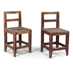 Pair of Ocher and Oxblood Red Painted Vernacular Swedish Chairs