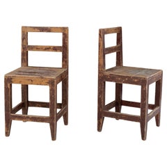 Used Pair of Ocher and Oxblood Red Painted Vernacular Swedish Chairs