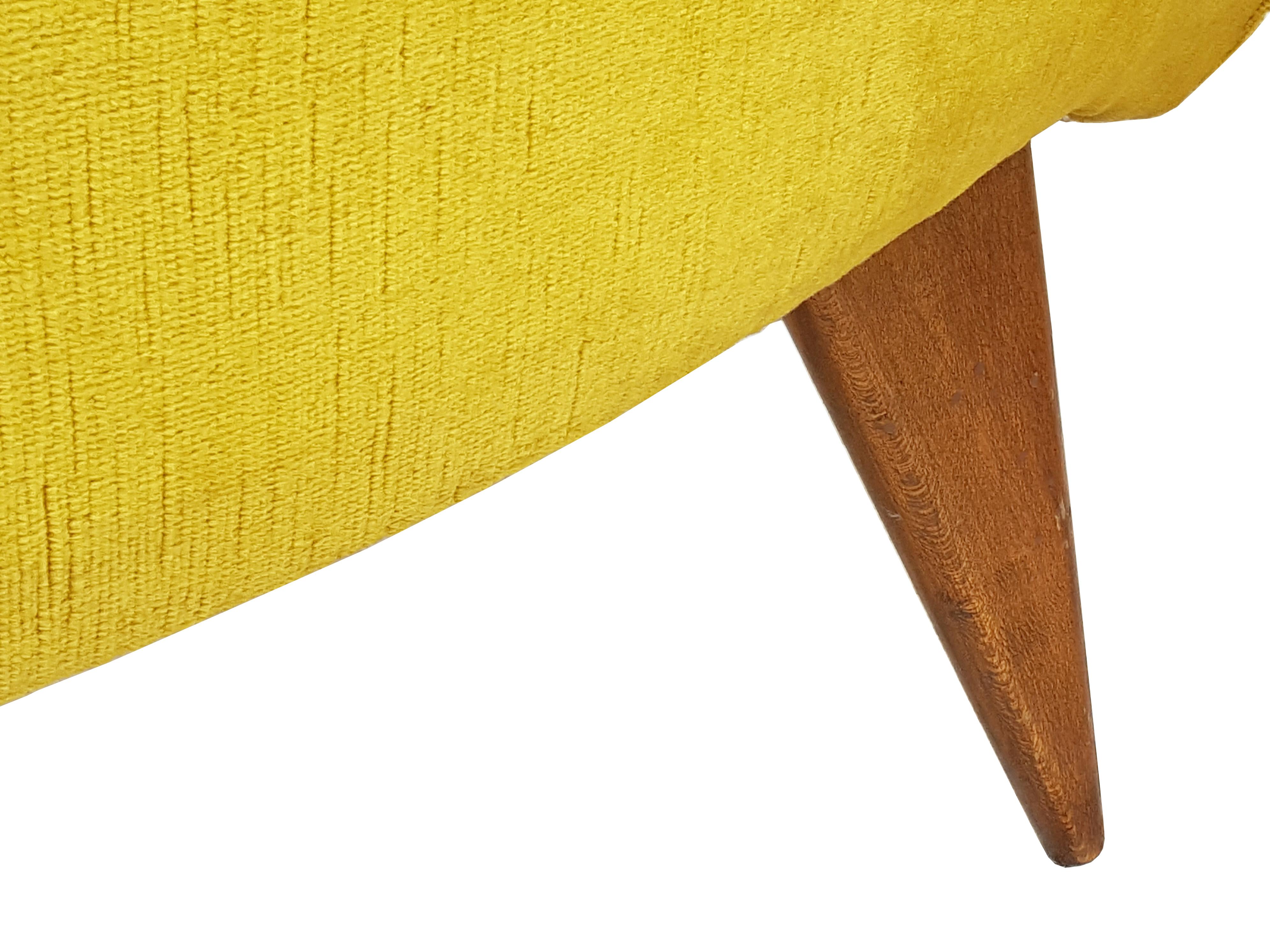 Pair of Ocra Yellow Velvet and Wood 1950s Perla Armchair by G. Veronesi for ISA For Sale 8