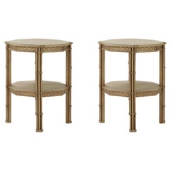 Pair of Octagon Faux Bamboo Side Tables