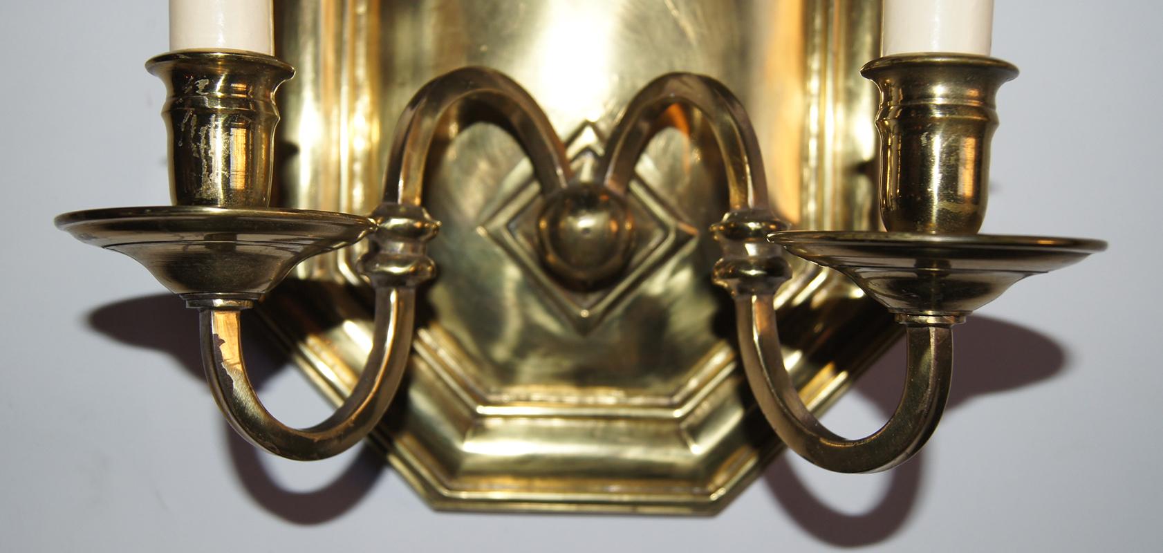 Pair of Octagonal Bronze Sconces For Sale 1