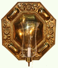 Pair of Octagonal Embossed Brass Reflectors