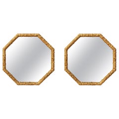 Antique Pair of Octagonal Giltwood Mirrors, circa 1900