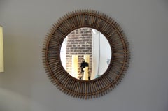Pair of 'Oculus' Round Rattan Mirrors by Design Frères